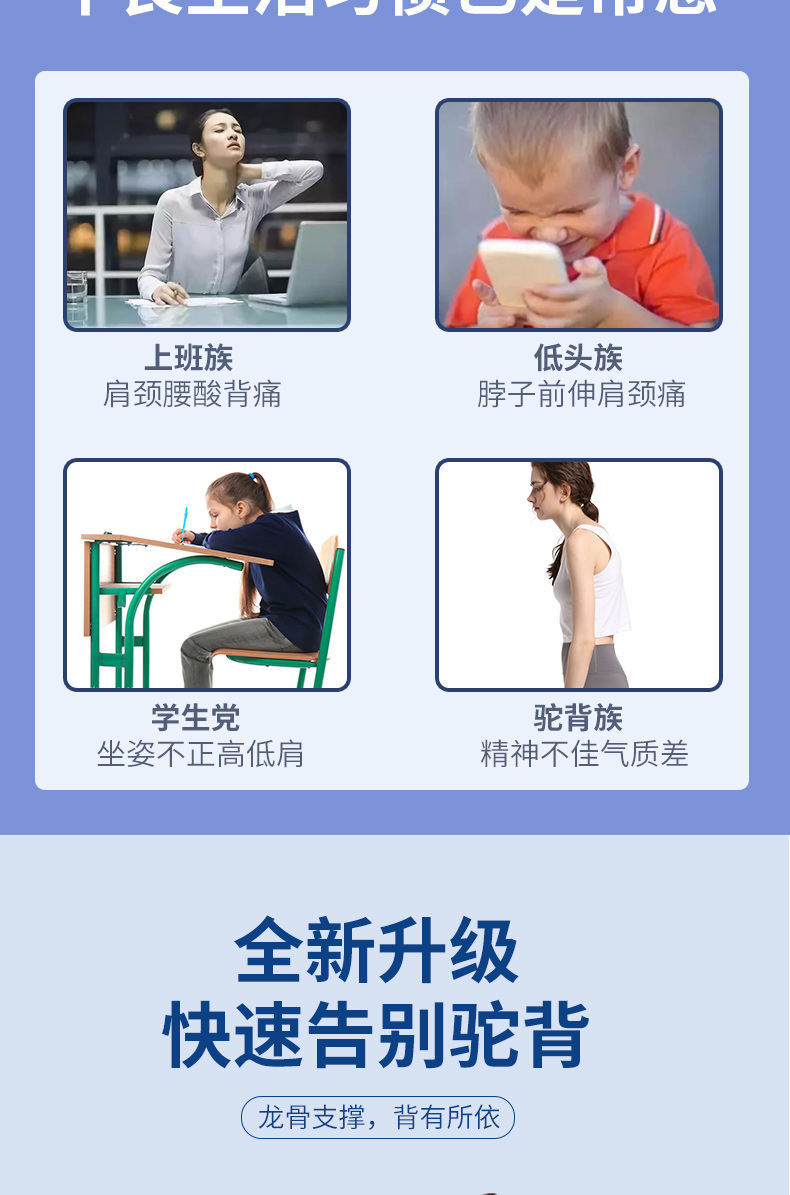【白路同款】成人驼背矫正神器学生儿童男女青少年隐形背部矫姿带详情2
