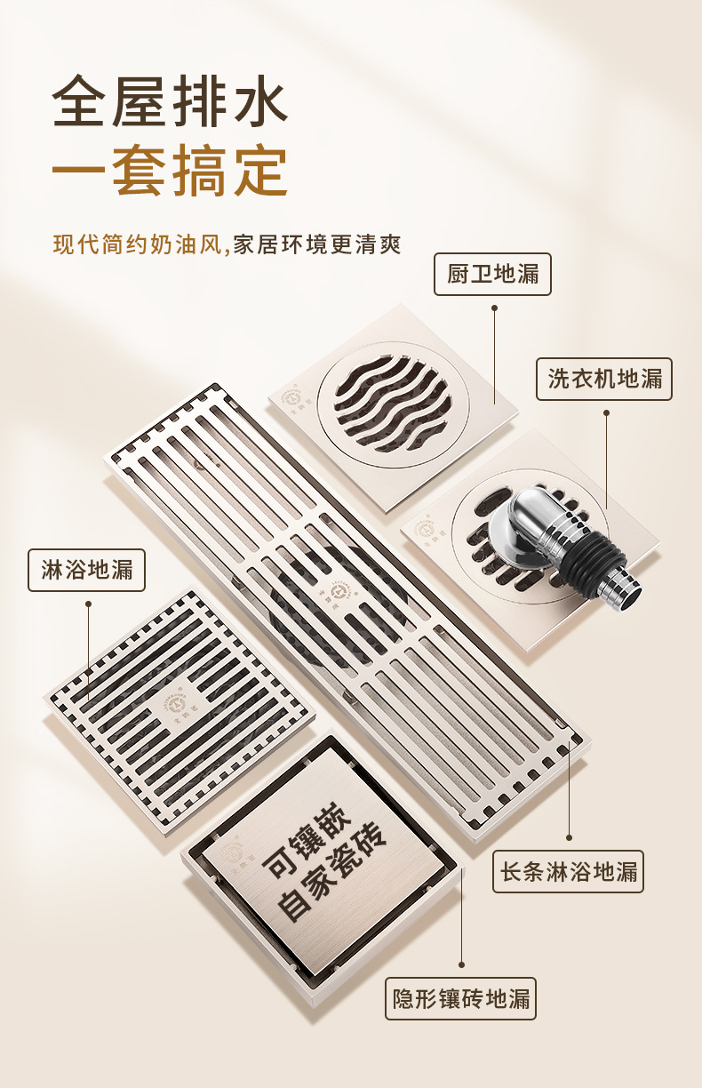 Old Coppersmith pure copper floor drain, cream wind large flow volume floor drain, washing machine, bathroom, shower, all-copper floor drain, anti-odor pic 5