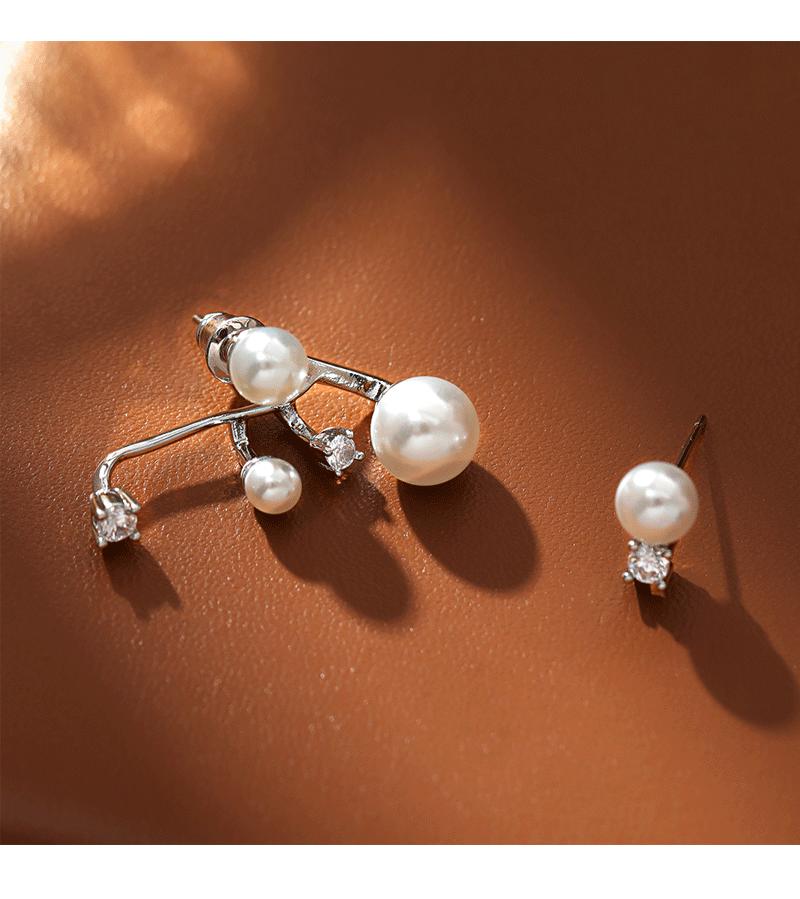Hyacinth asimétrico diamante perla pendientes moda de las mujeres ligero extravagancia alto grado sentido gigante de buena mirada único y hermoso pendientes de oído pic 5