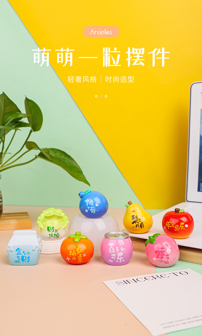 A cute and adorable figurine with words on it, symbolizing a little cute resin mini desktop decoration and a car ornament pic 2