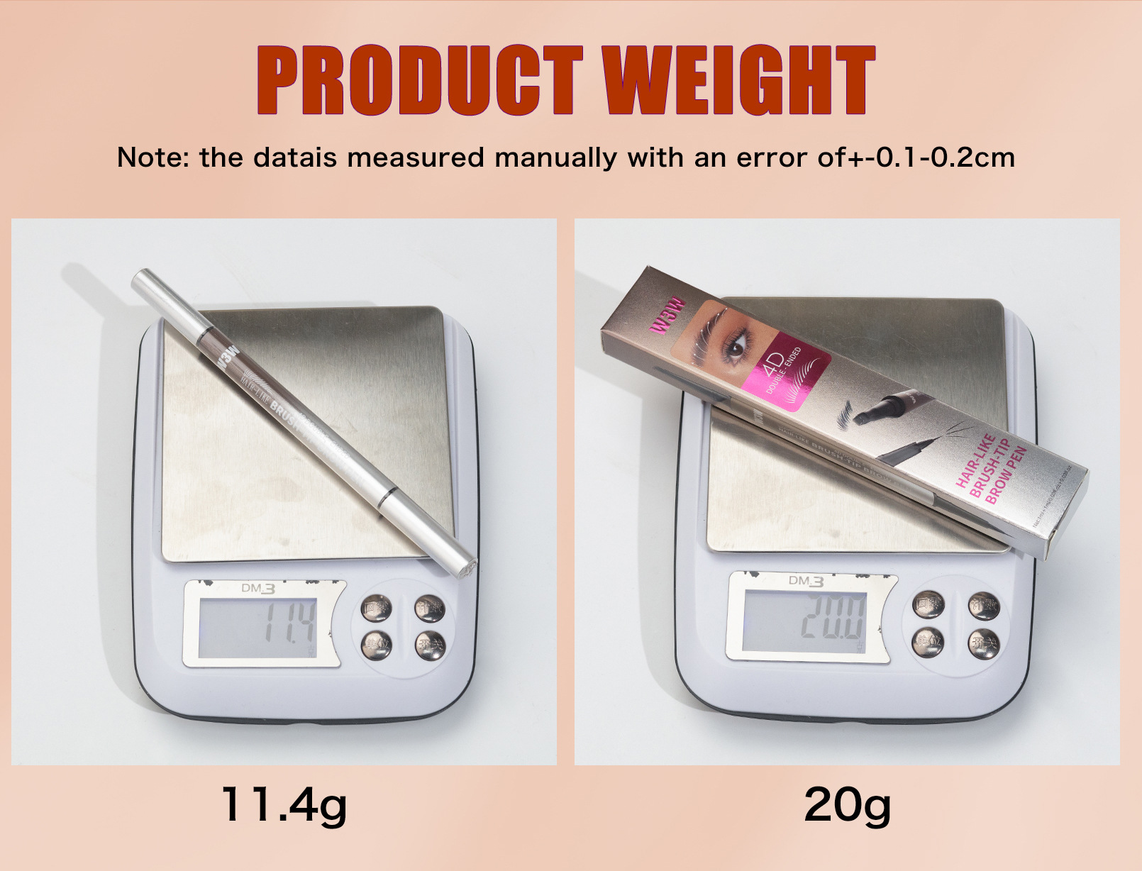 亚马逊TK爆款W3W双头毛刷头眉笔防水防汗野生4D仿真2in1液体眉笔详情14