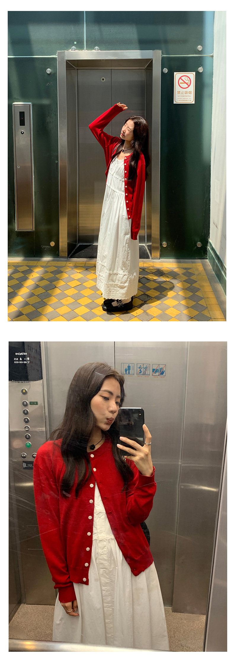 黄峥法式高腰花边吊带连衣裙女2024早秋宽松显瘦无袖长裙143LH576详情26