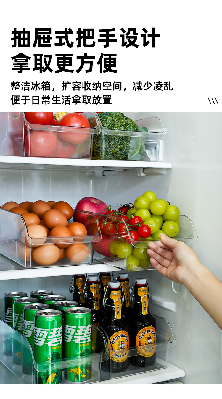 冰箱收纳盒抽屉式食品整理盒家用厨房蔬菜水果分装盒大容量储物盒详情4