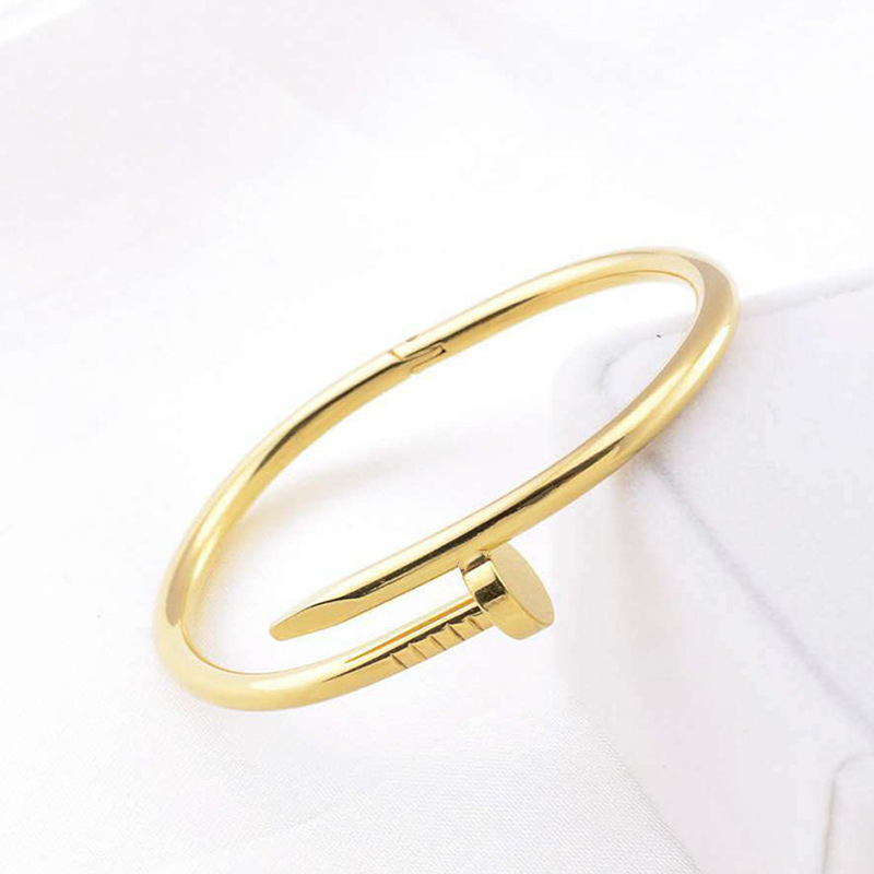 A classic 18k rose gold titanium steel bracelet that is a bestseller in Japan and South Korea. It is a unisex love nail bracelet that does not fade pic 5