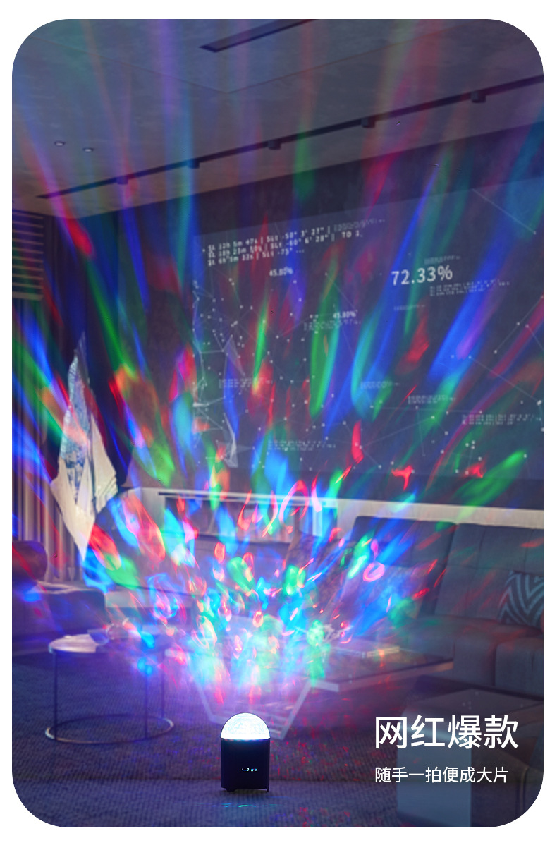 Cross-border e-commerce Bluetooth speaker, bedroom atmosphere, charging water ripple light, night light, gift Bluetooth speaker light pic 5