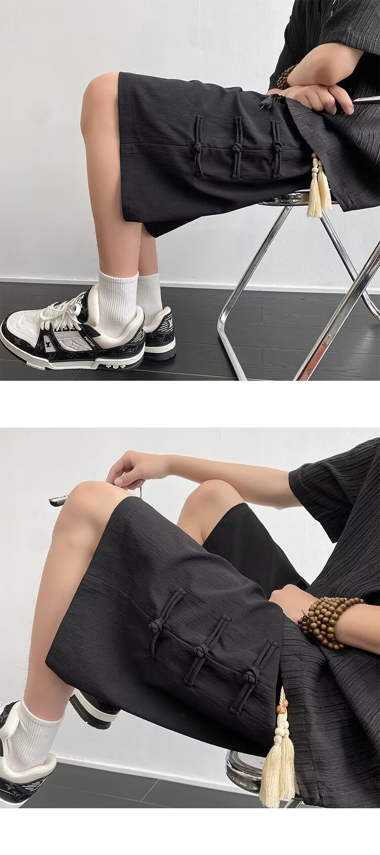 国潮国风新中式盘扣休闲短裤夏季新款男士外穿短裤休闲宽松5分中裤子详情12