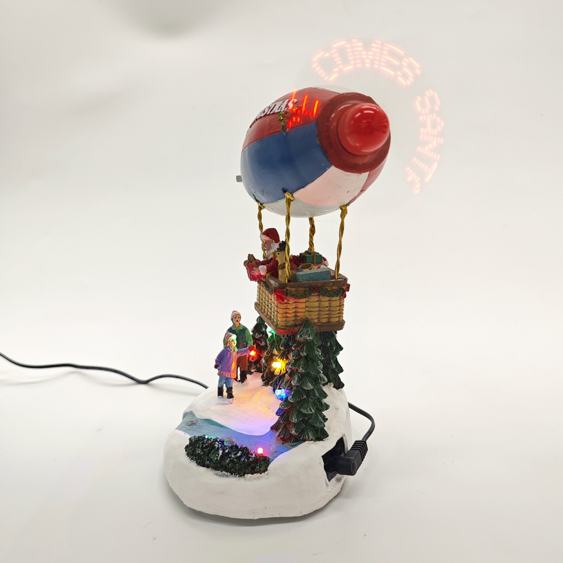 Cross-border Christmas gifts, illuminated music boxes, ornaments, airships, hot air balloon scenes, Santa Claus, resin ribbon lights pic 2
