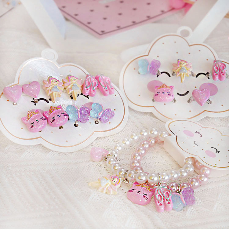 欧美外贸新款儿童首饰卡通火烈鸟冰淇淋星星蝴蝶结手链戒指耳夹详情6