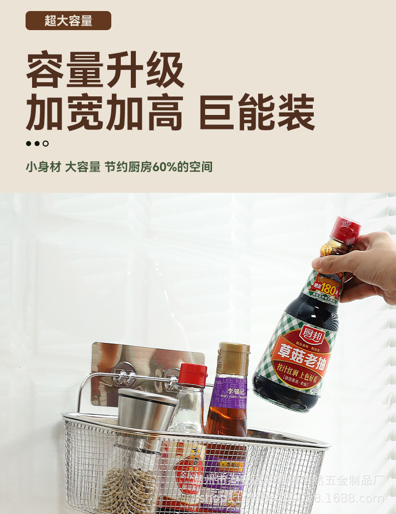 不锈钢盘子收纳架置物篮海绵架水槽沥水架挂篮不锈钢盆加厚详情5