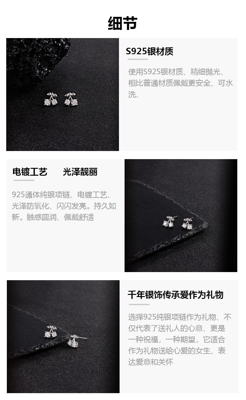 Zhuoheng selects the 2026 new four-leaf clover stud earrings for women, 925 sterling silver electroplated rose gold, a niche high-end design and trendy earrings pic 4