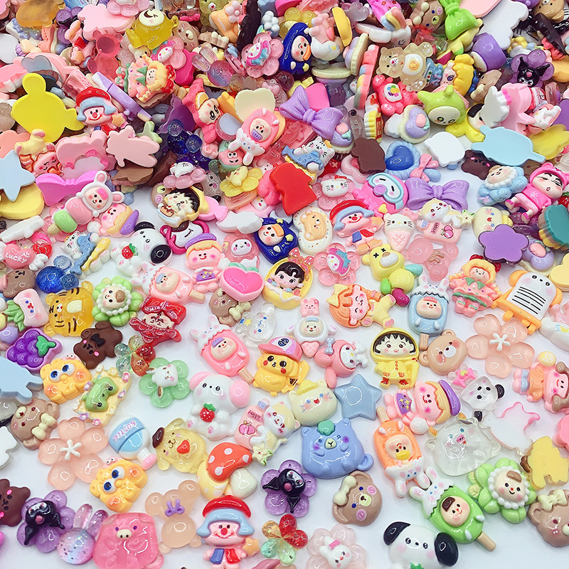 混款卡通批发树脂饰品配件 diy手机壳奶油胶发卡头绳手工发夹贴片详情4