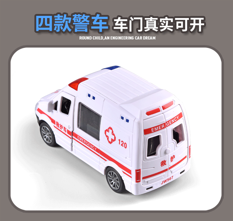 跨境惯性玩具车救护车警车消防车男孩女孩儿童玩具可开门汽车模型详情1