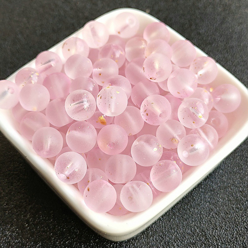 8/10mm直孔洒金磨砂圆珠手工编制手串手链项链琉璃珠子古风配件详情13