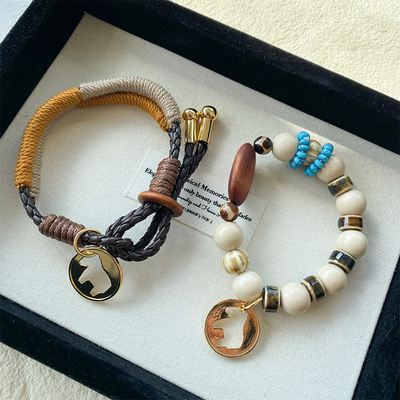 小马画像硬币象牙果木原片手工编织手链木马雕塑钥匙链包挂手环女详情4