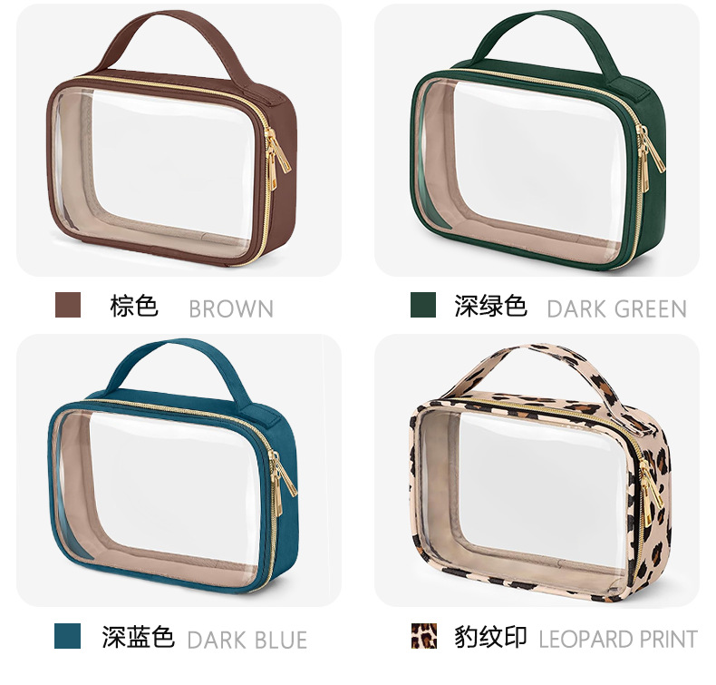 跨境爆款便携式防水透明旅行洗漱包ins多功能收纳pvc手提化妆包袋详情7