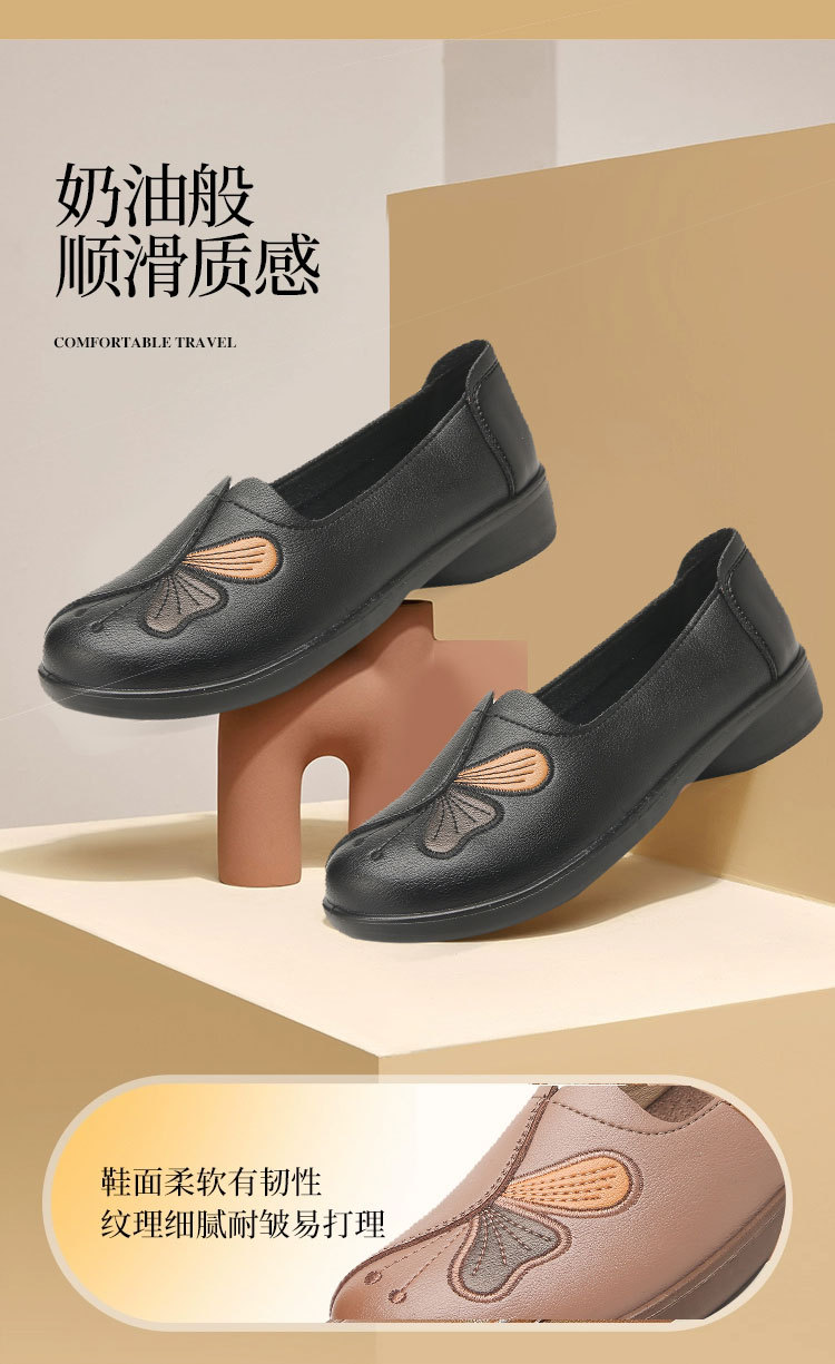 秋季新款妈妈鞋春秋款真皮中老年平底妈妈单鞋老人防滑软底皮鞋详情6