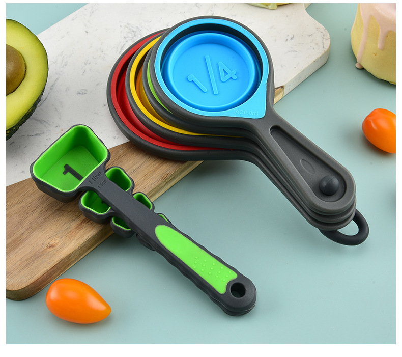 4件套硅胶折叠量杯 可伸缩量杯套装咖啡面粉刻度烘培量具厨房工具详情13