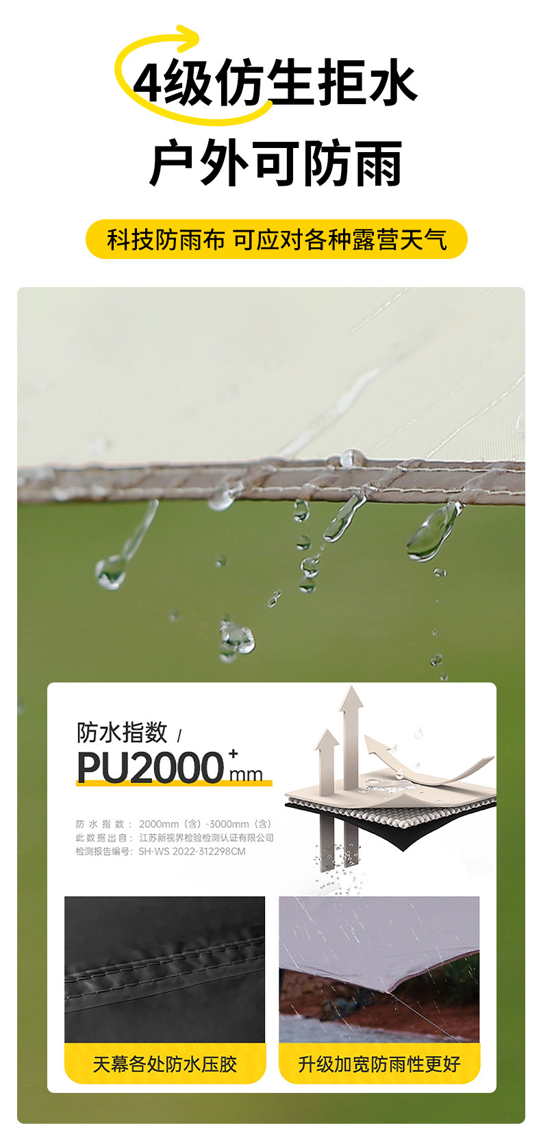 Outdoor camping sun protection black rubber canopy portable thickened silver rubber camping sunshade and rainproof tent pic 10
