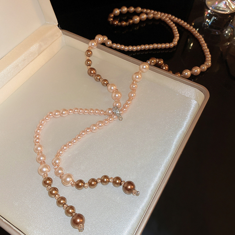 Irregular long pearl necklace, French light luxury style, sweater chain, niche simple and high-end necklace wholesale for women pic 71