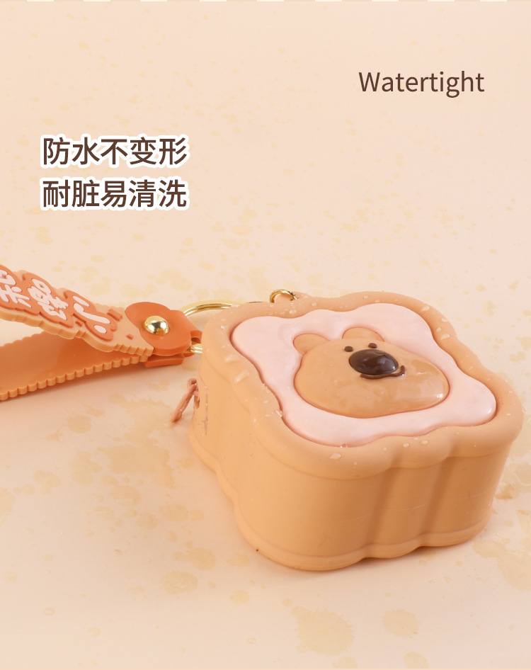 可爱迷你卡皮巴拉零钱包立体硅胶耳机收纳包小嘟胖书包挂饰小包详情14