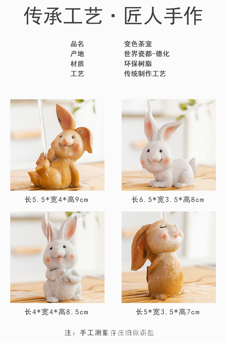 新品变色小狐狸熊猫兔子茶宠可养茶玩办公室家居茶桌茶宠摆件详情3