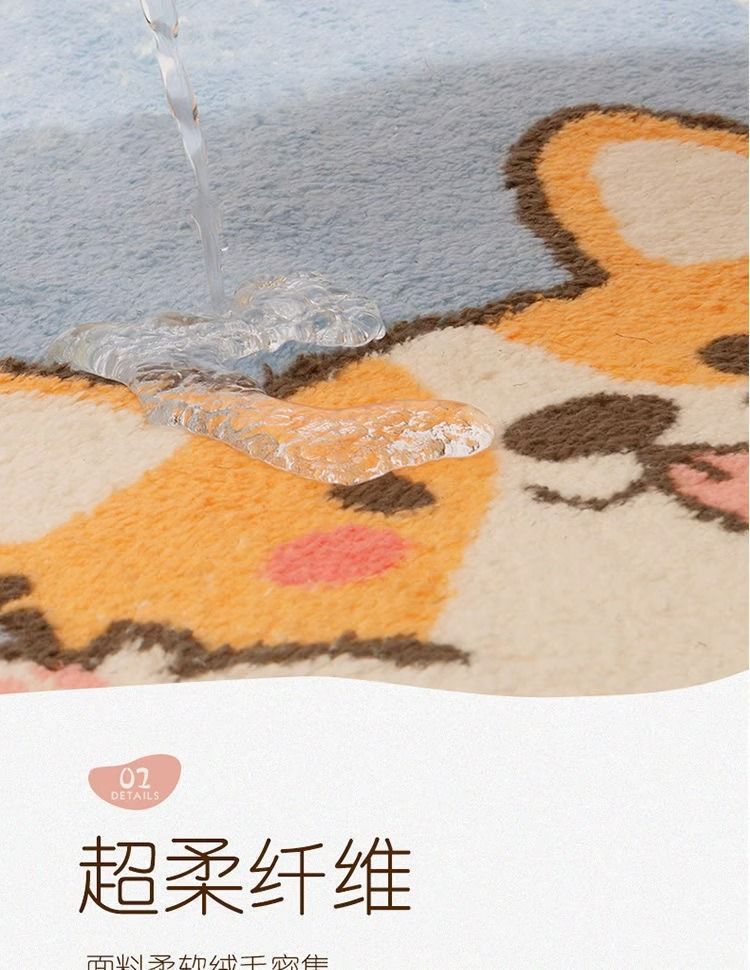 Foreign trade bathroom floor mat, bathroom door imitation cashmere water-absorbing anti-slip floor mat, household plush soft cross-border carpet pic 5
