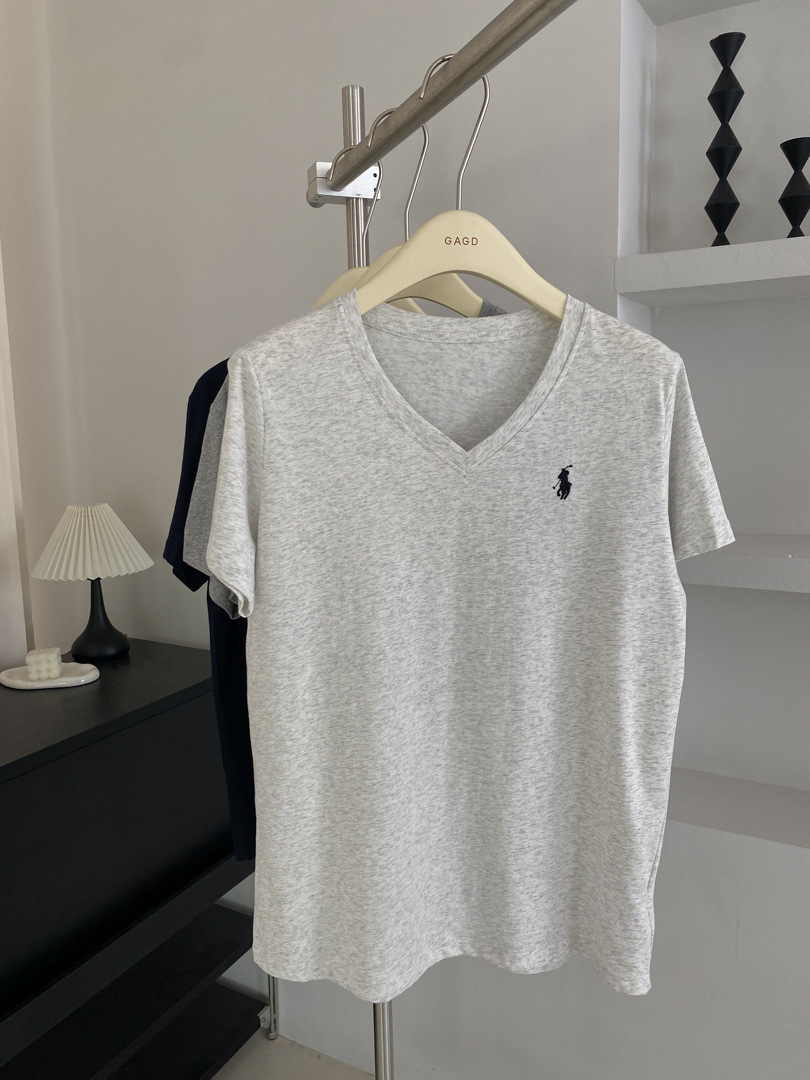 GAGD Korean-style V-neck embroidered short-sleeved T-shirt for women, a cool summer snowflake cotton loose casual top T-shirt pic 24