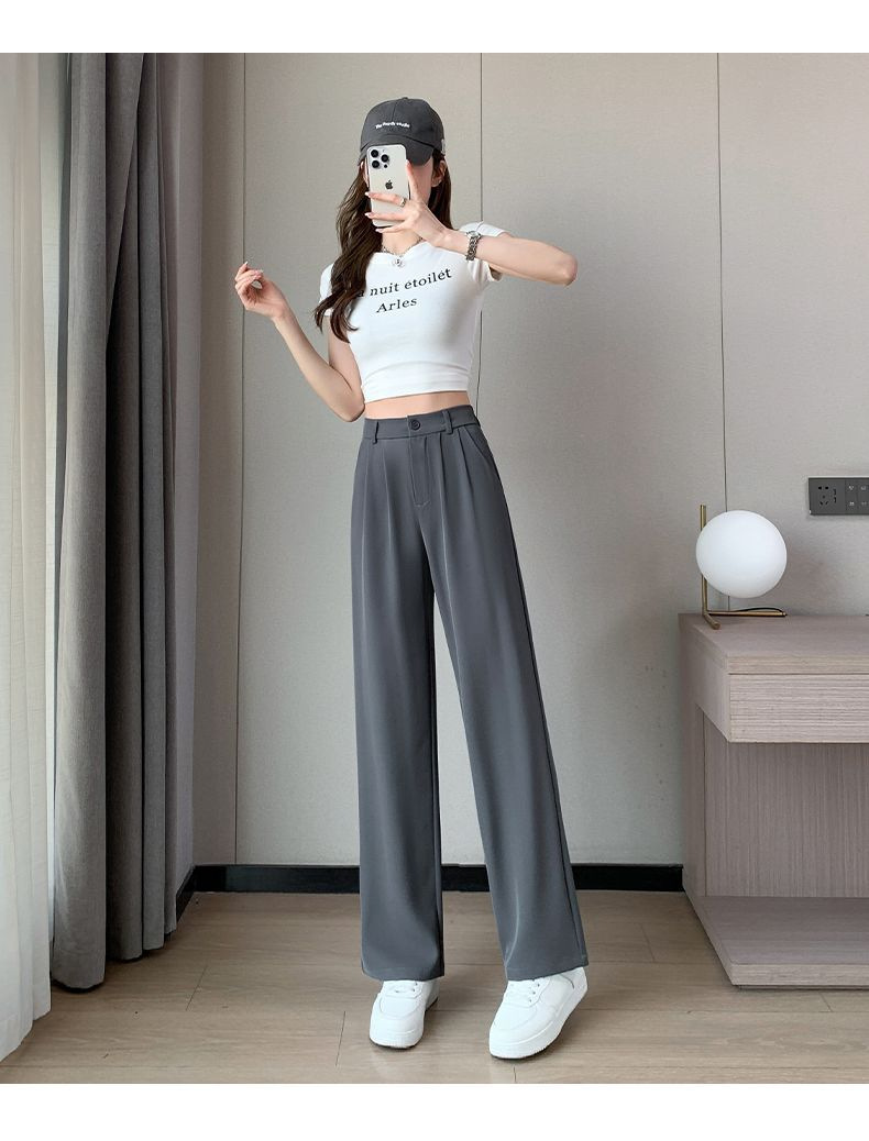 西装裤女垂坠感阔腿裤春夏新款日韩高腰休闲女裤跨境货源源头专供详情21