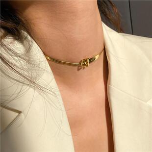 欧美肯豆同款刀片项链素链无吊坠蛇骨链不锈钢简约时尚配饰现货详情5