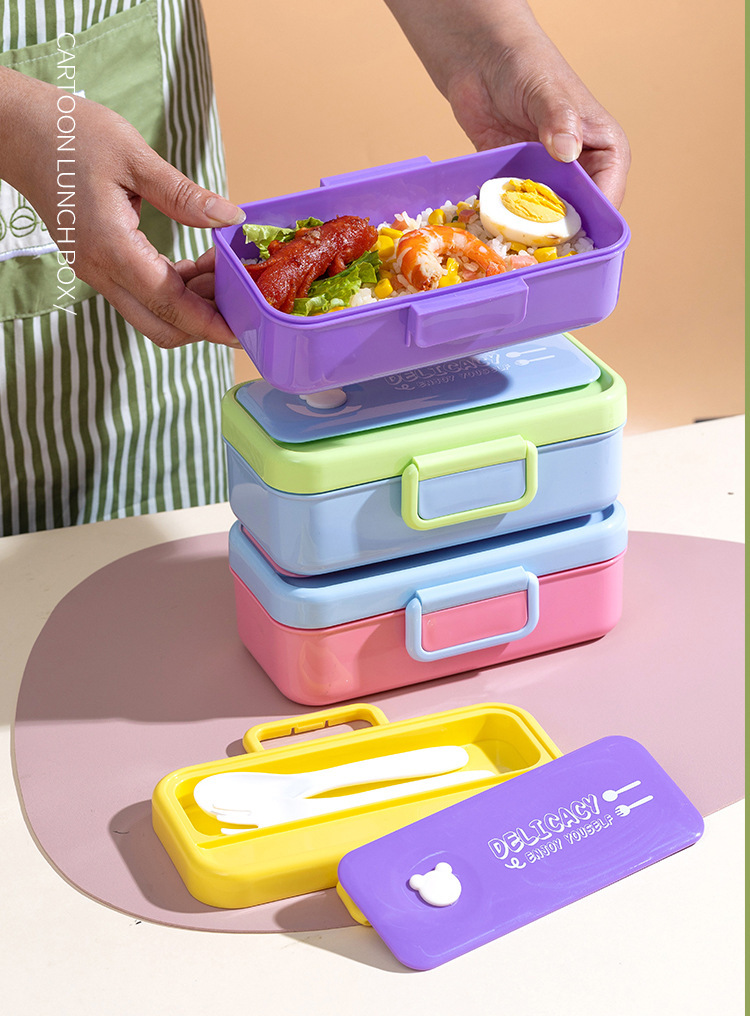 亚马逊儿童卡通饭盒可微波炉加热便当盒小学生塑料饭盒儿童午餐盒详情5