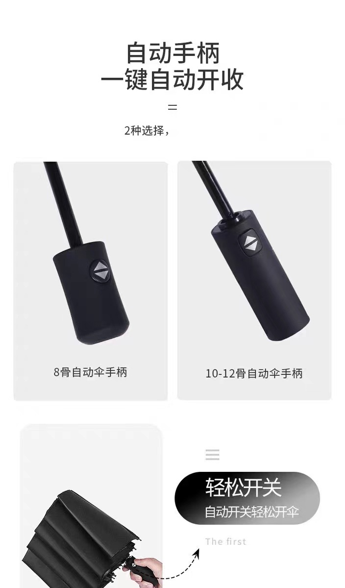 批发UV全自动雨伞大号折叠黑胶防晒太阳伞晴雨两用遮阳伞定广告伞详情4