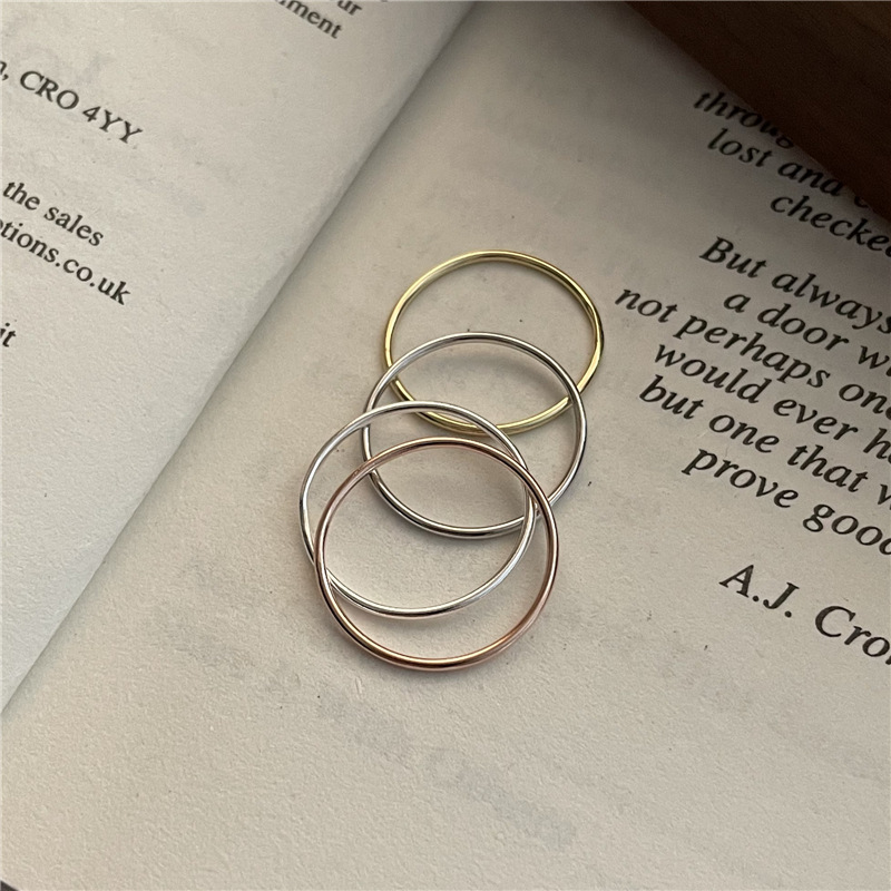 Wholesale S925 sterling silver aperture rings for women, 1.2mm to 1mm fine rings, fashionable band rings, and ring finger joint rings from the manufacturer pic 11