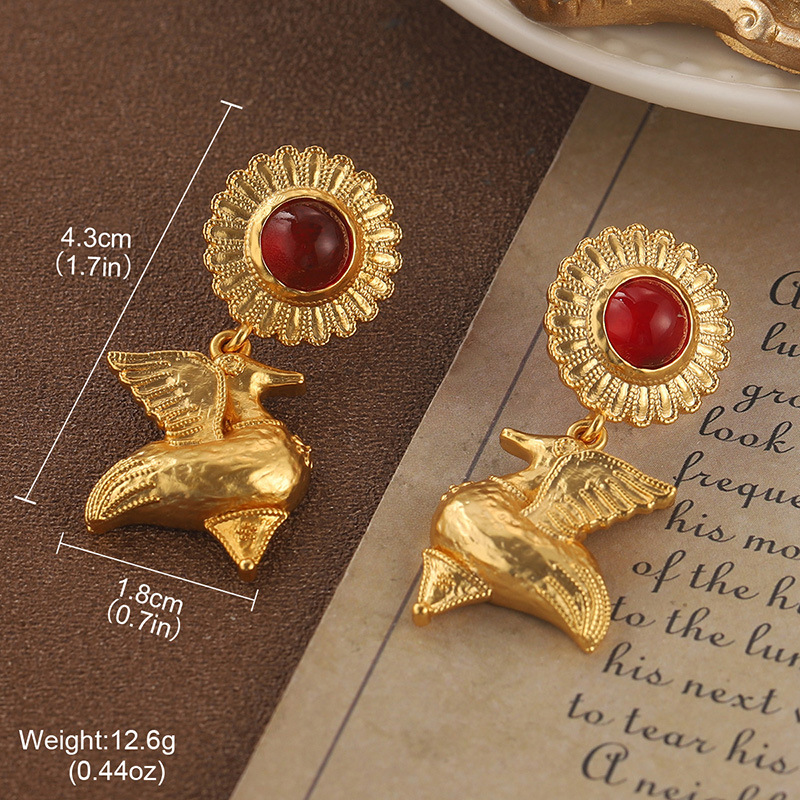 中古vintage复古耳环梵高油画系列滴油花朵珍珠流苏百搭耳饰批发详情26