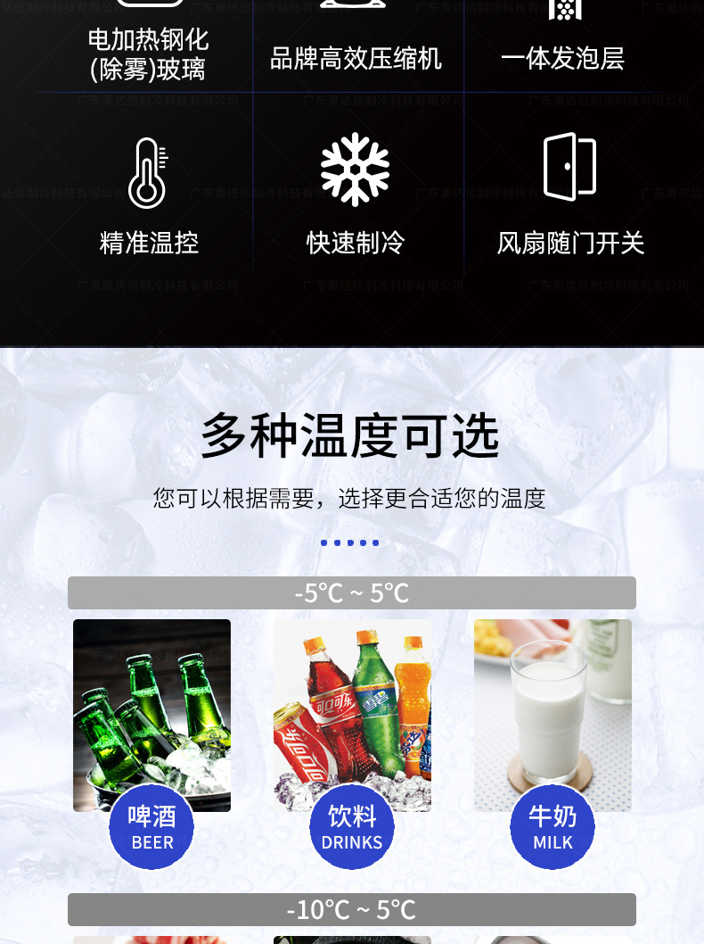 Commercial beverage and beer cold storage display cabinets, vertical fresh-keeping cabinets for vegetables and fruits, double-door and triple-door refrigerators for convenience stores pic 4