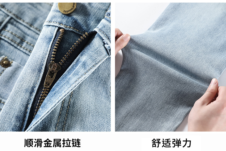 水泥灰卷边烟管牛仔裤女夏季2024新款高腰小个子九分法棍直筒裤子详情10