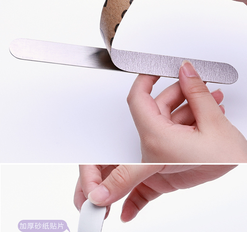厂家供应不锈钢芯可替换黑砂纸指甲锉灰打磨条美甲工具批发喷砂详情12