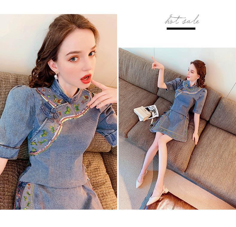 A new retro Chinese style button-up cheongsam improved version of a young and trendy dress for girls pic 15