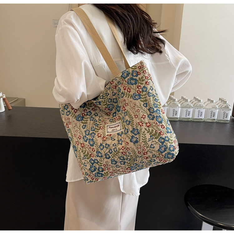 大容量帆布包包2024新款潮时尚百搭单肩手提袋子ins学生上课包女详情37