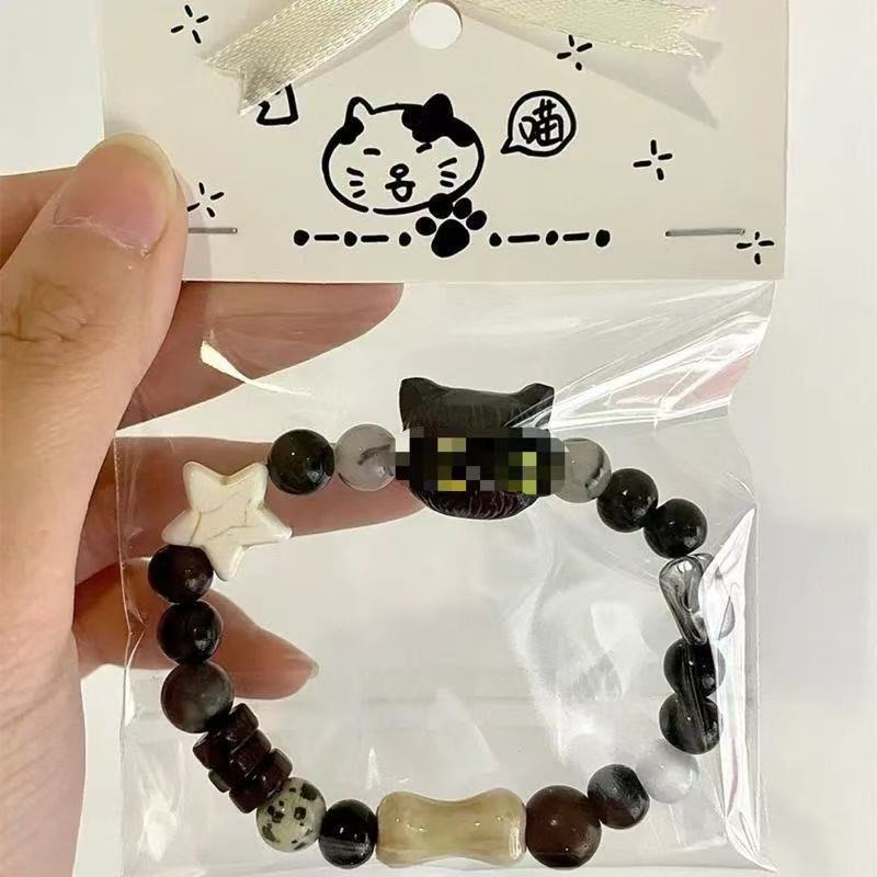 贝壳星星黑白奶酪呆萌黑芝麻猫咪手串手链情侣手链送礼物手饰详情4