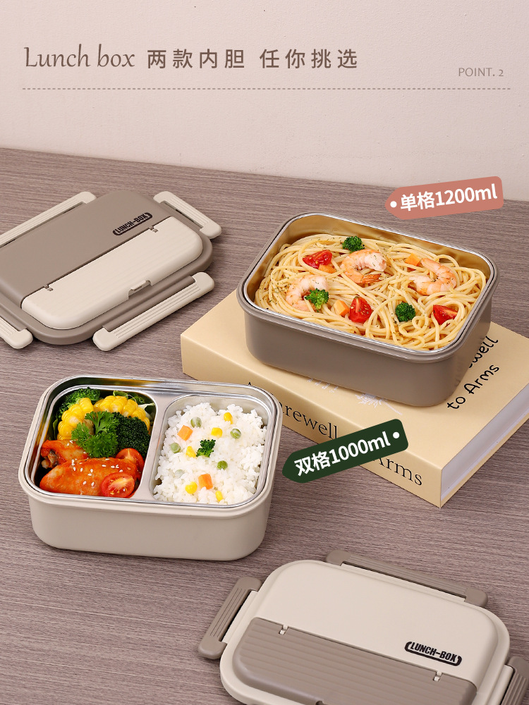 304 insulated lunch box, portable lunch box for office workers and students, compartments bento box, leak-proof fast food plate, cross-border gift pic 9