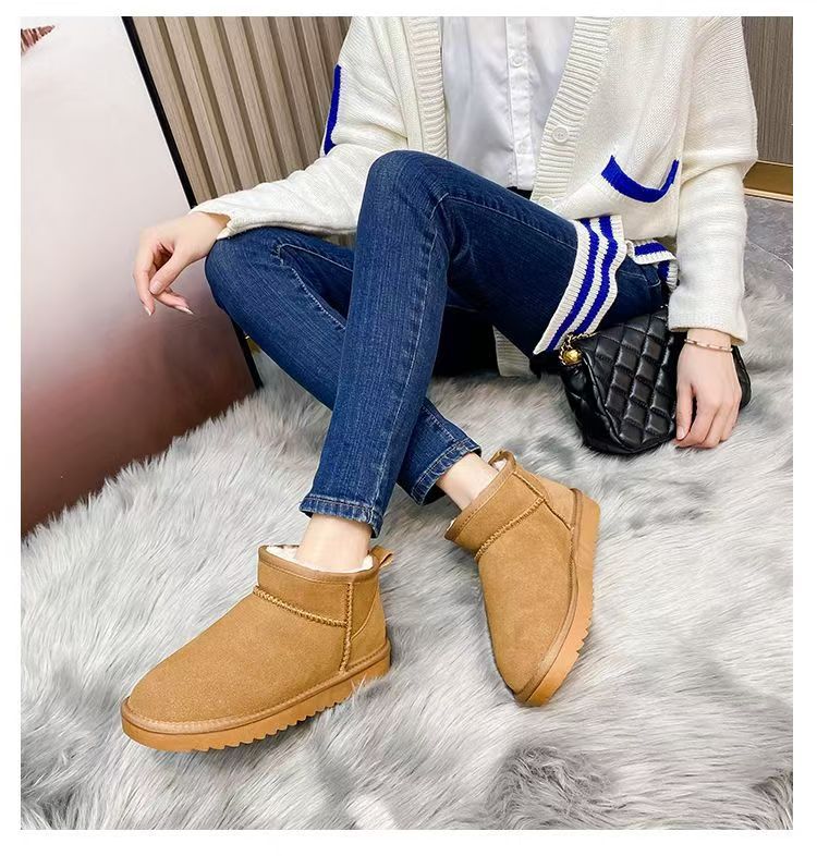 加绒雪地靴舒适女2025加绒冬季短一体加厚保暖短筒保暖薄底棉鞋详情6