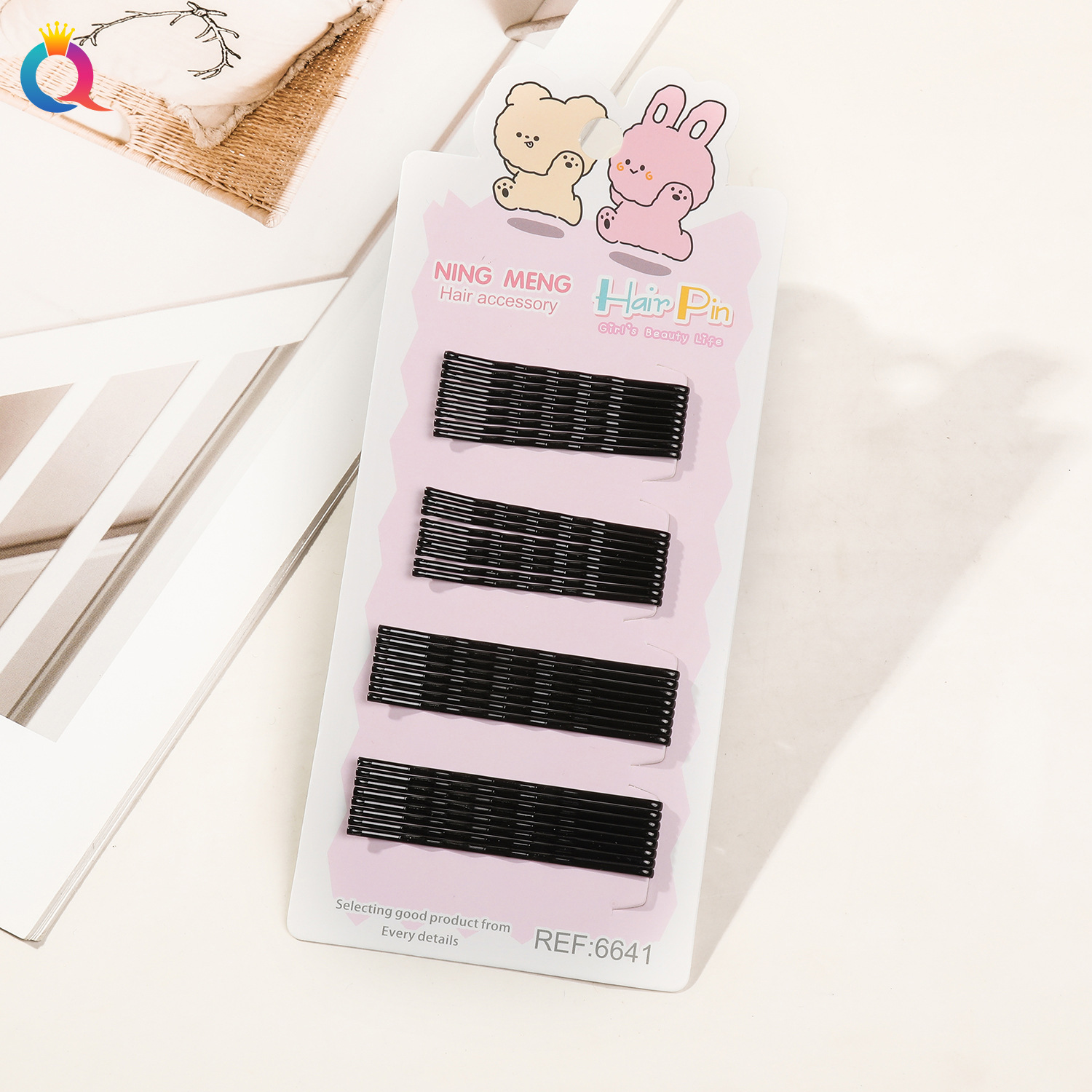 Wholesale of Qiyue Classic black straight clips, durable lacquered hair clips, braided hair clips, broken hair bangs clips and side clips pic 104