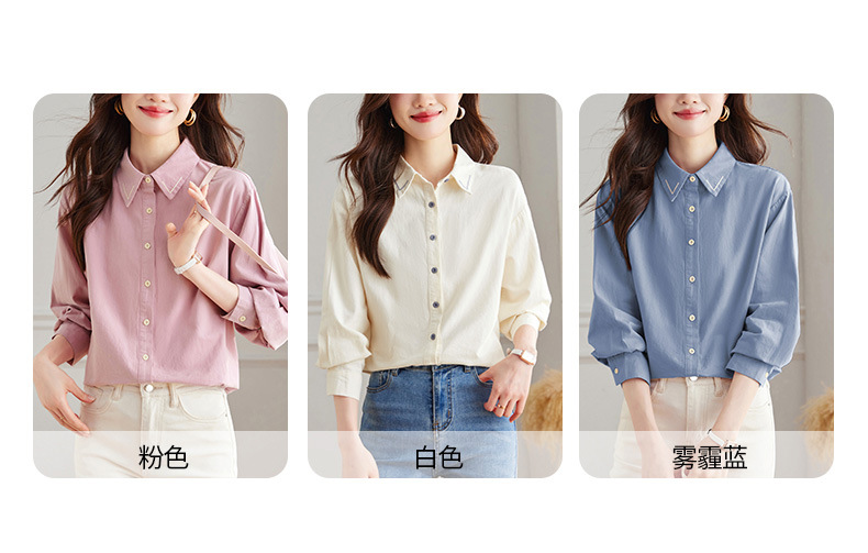 厂家直销精梳棉衬衣女长袖2025春秋上衣简约精致纯棉通勤女式衬衫详情5