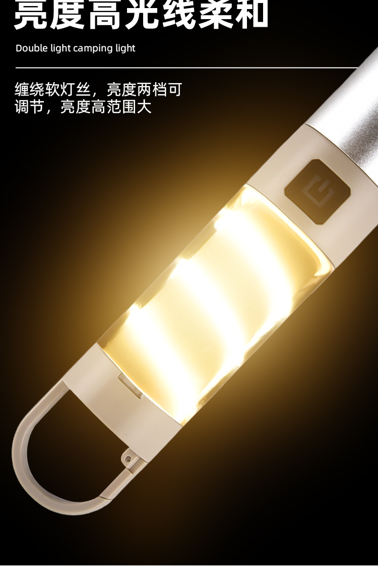 跨境新品LED红兰光白激光 Type-C充电伸缩变焦远射 强光手电筒详情10