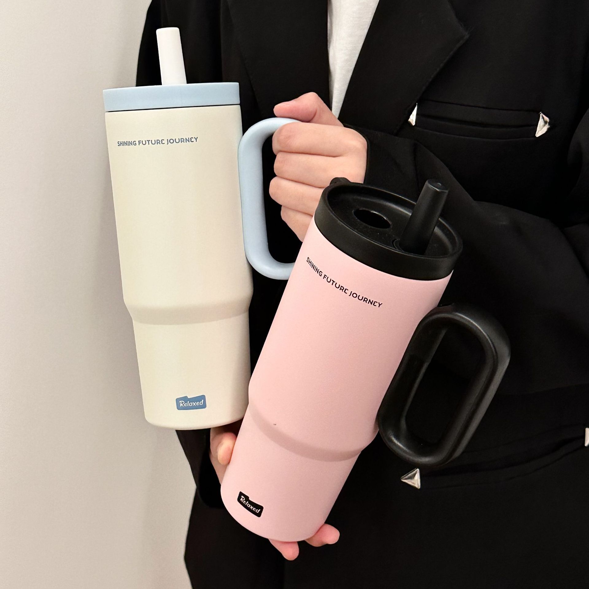 新款冰霸保温杯女生大容量水杯轻奢家用不锈钢杯子便携学生吸管杯详情3