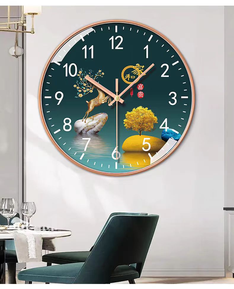 轻奢静音钟表简约家用时尚挂钟免打孔挂墙石英钟客厅卧室装饰时钟详情8