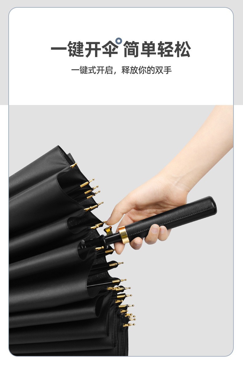 24骨雨伞超大号双人长柄伞加厚防晒加固抗风暴直杆广告伞定制logo详情13