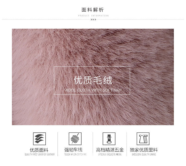 A plush chain rabbit bag for women, a single-shoulder crossbody bag imitating rex rabbit fur, a plush single-shoulder bag pic 4