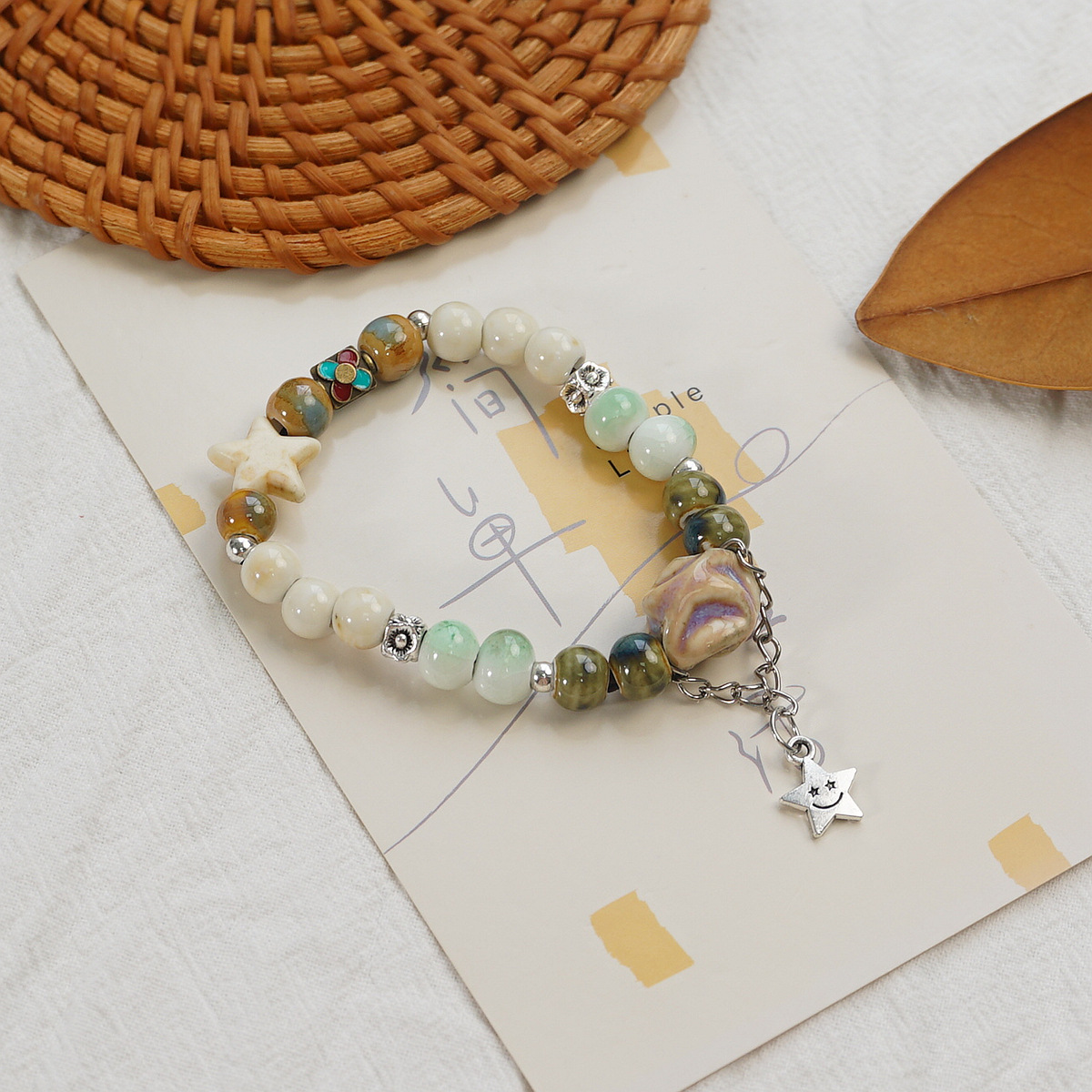 A new Chinese-style single-loop Jingdezhen ceramic bracelet, a touch of celadon ethnic style artistic butterfly fashion bracelet accessory pic 9