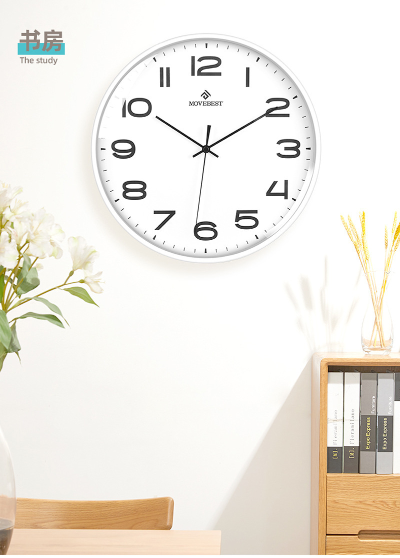 12-inch living room wall clock, simple and elegant household plastic clock, silent quartz clock, wall watch, Nordic light luxury wall clock pic 15